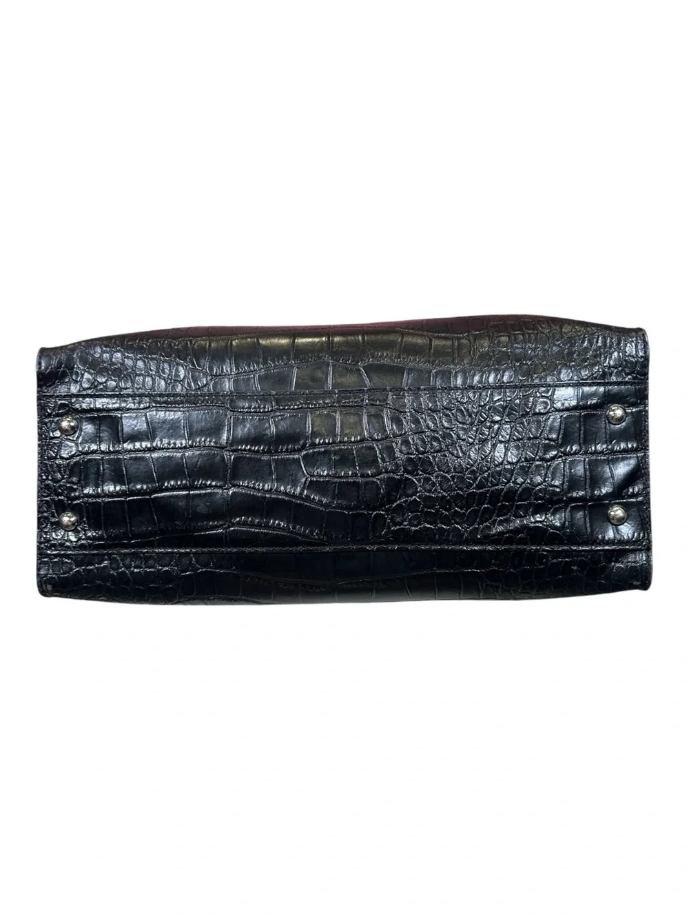 MICHAEL Michael Kors Hamilton Black Croc-Embossed Leather Satchel Shoulder Bag
